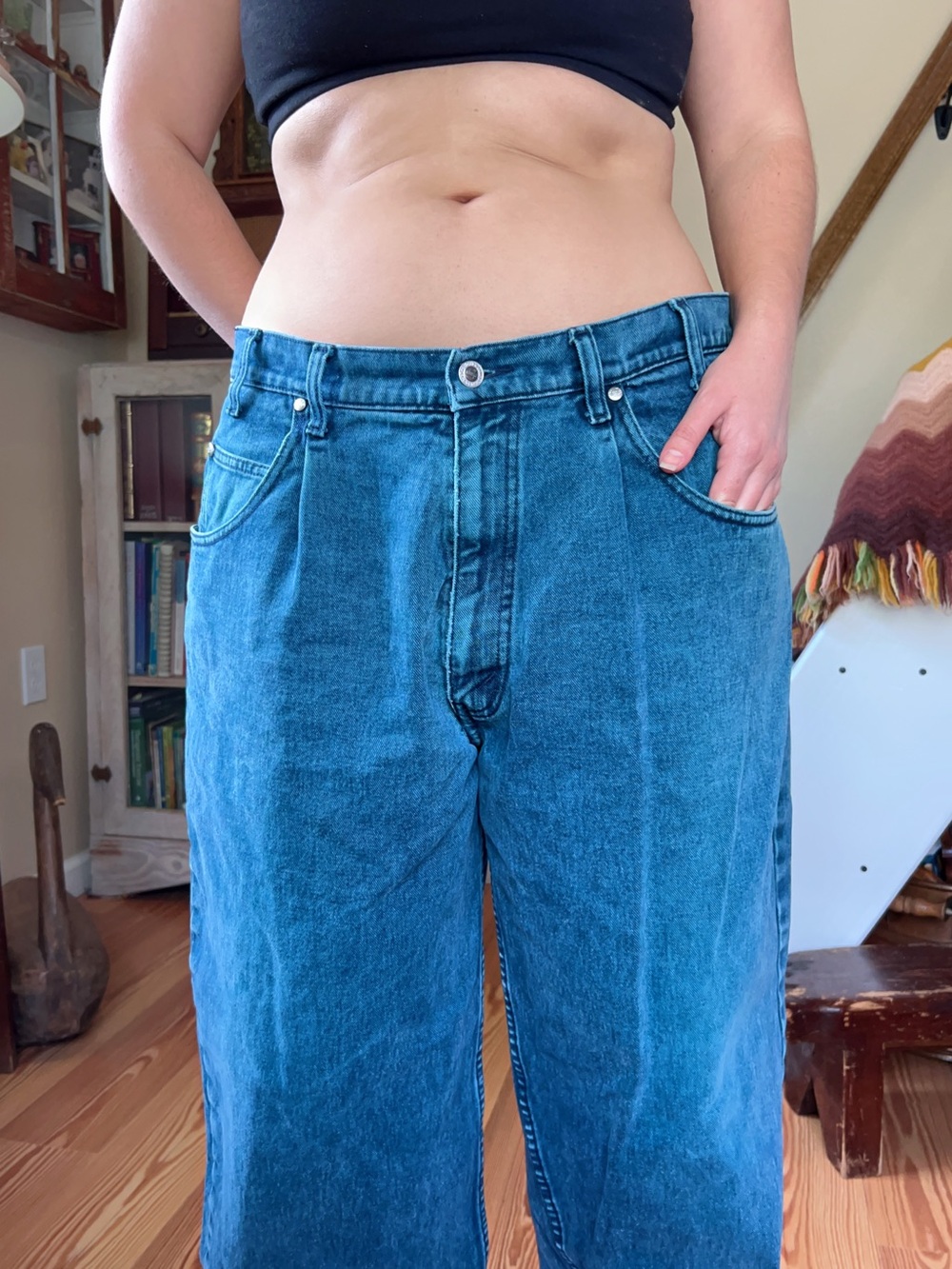 Vintage 90s Silver Tab Levi's Baggy Denim Jeans Teal Blue Purple tag 38 x 30 - Picture 8 of 15